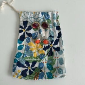 NWOT Anthropologie Orange and Maroon Crystal Stud Earrings